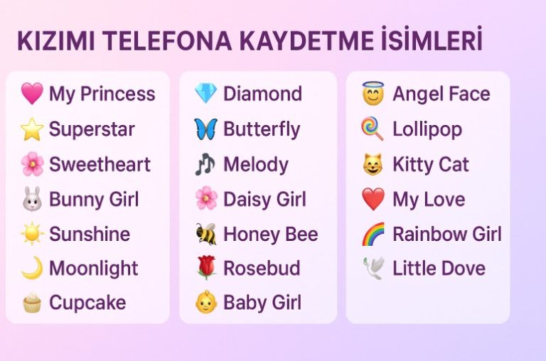 kızımı telefona kaydetme isimleri