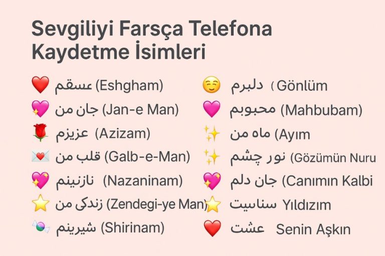 sevgiliyi telefona farsça kaydetme isimleri