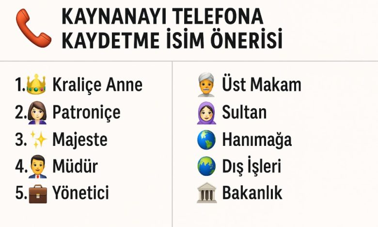 kaynanayı telefona kaydetme isimleri